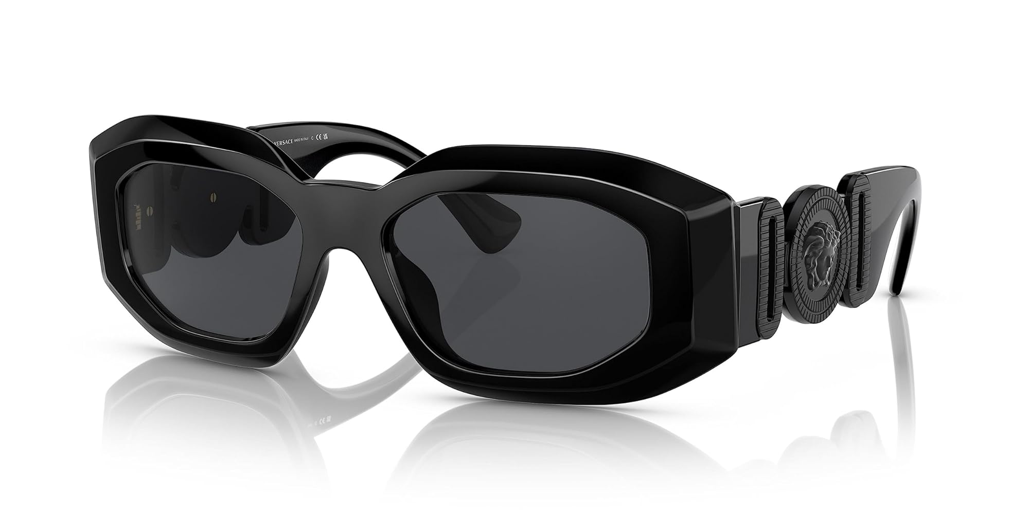 YU 　VERSACE ブラック サングラス シグネチャー ローブリッジ スクエア サングラス ブラック